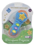 MICROFONO PROYECTOR INFANTIL CON LUZ Y SONIDO VR1 7196 MICROFONO AZUL