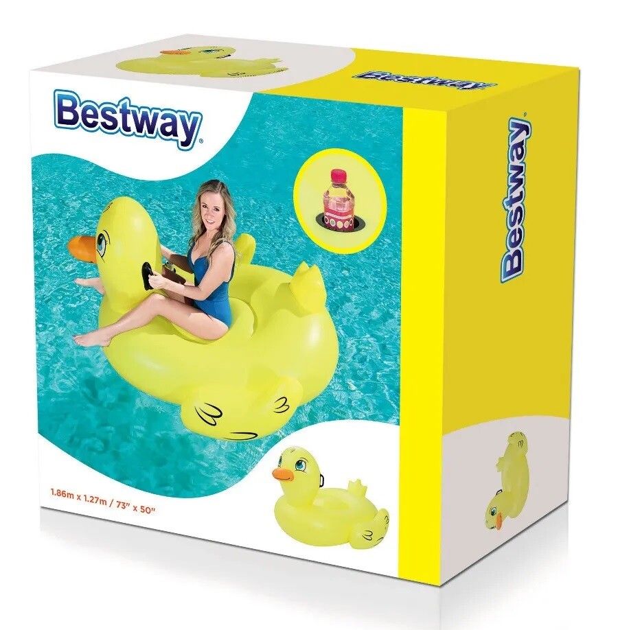 BESTWAY INFLABLE PATO FLOTADOR GRANDE 186 X 73 CM COD 41106