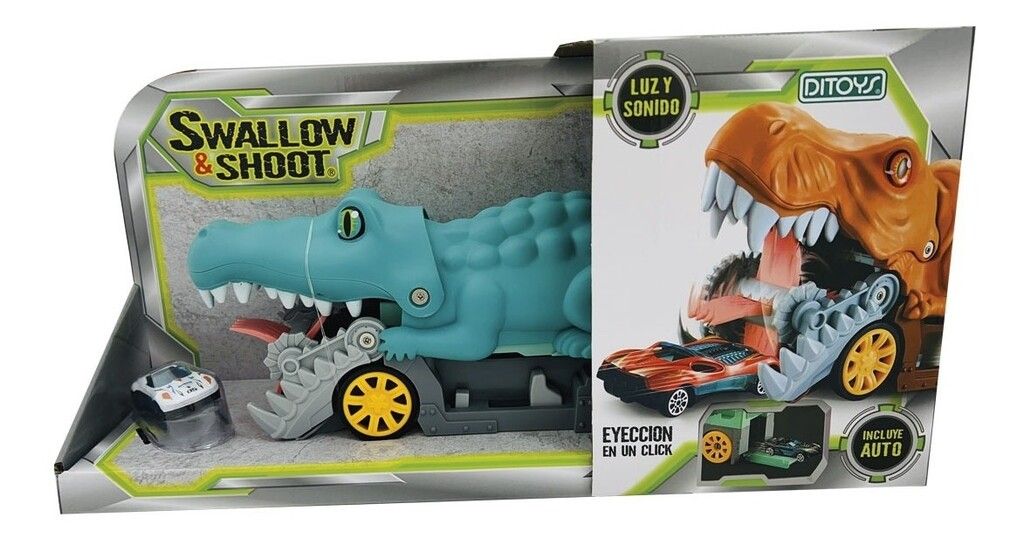 LANZADOR DE AUTOS SWALLOW SHOOT LUZ Y SONIDO COCODRILO COD 2572 - Imagen 2