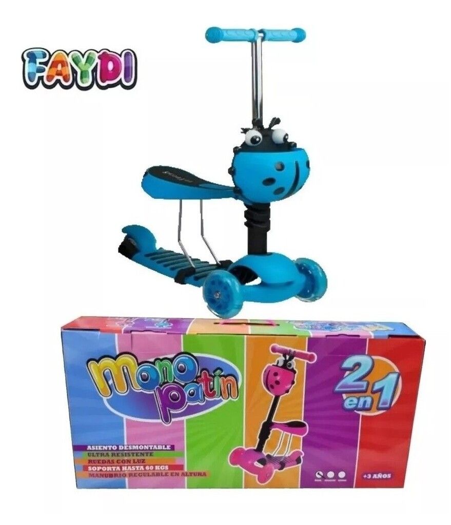 MONOPATIN 2 EN 1ASIENTO DESMONTABLE Y CANASTO COD AN16 CELES - Imagen 2