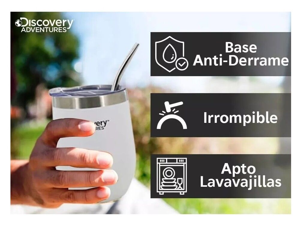MATE DISCOVERY ACERO INOXIDABLE CON TAPA Y BOMBILLA COD 13678 - Imagen 2