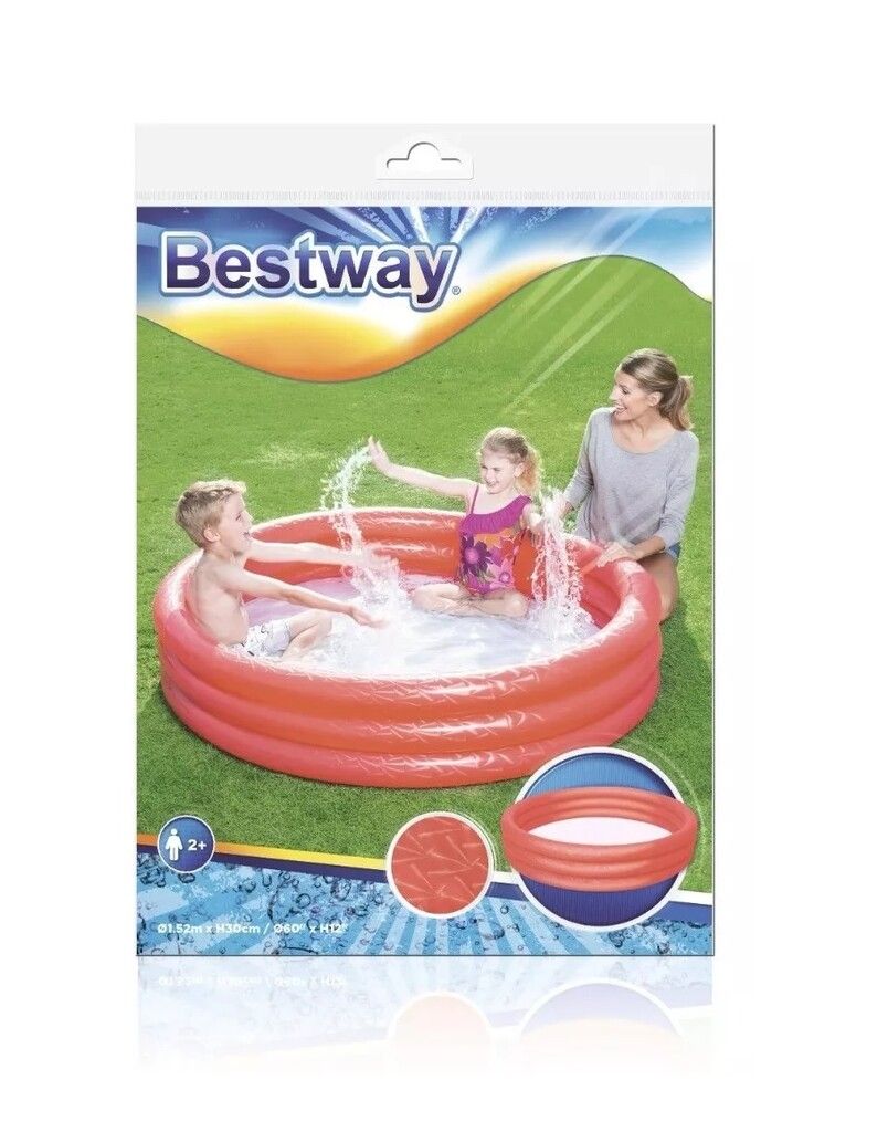 BESTWAY PILETA INFLABLE 3 AROS 152X30 CM COD 51026 ROJO