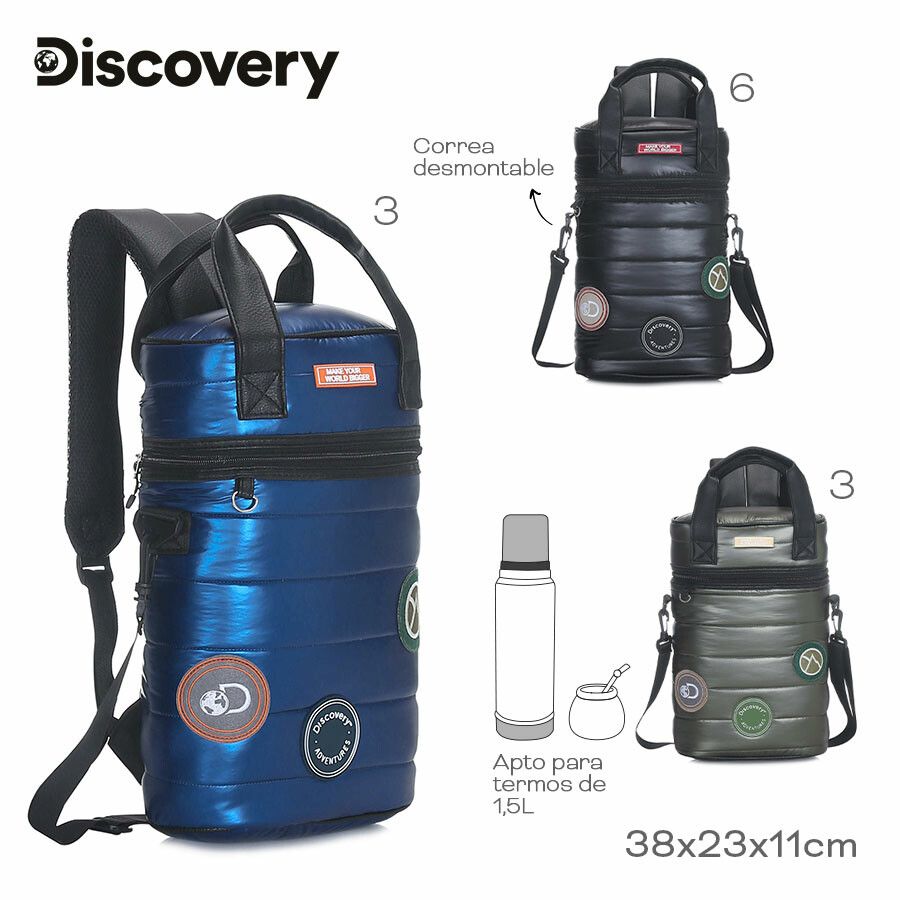MOCHILA BOLSO MATERO DISCOVERY TERMICO COD 16070 AZUL - Imagen 3