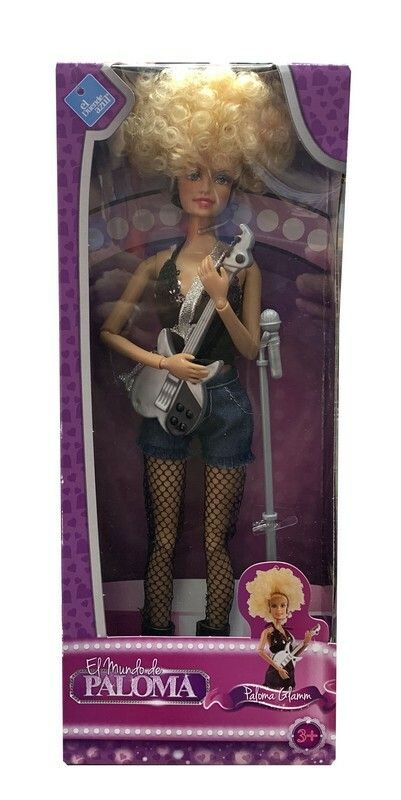 MUNECA PALOMA GLAMN CON RULOS Y GUITARRA 30 CM VR1 6097 TOP NEGRO