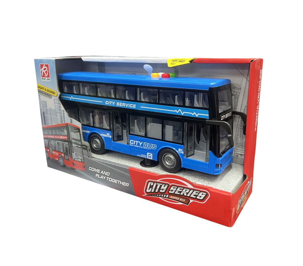 AUTUBUS A FRICCION DOBLE PISO LUZ SONIDO CITY SERIES COD T0002 AZUL - Imagen 2