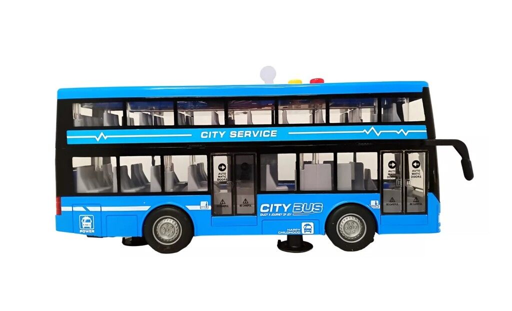 AUTUBUS A FRICCION DOBLE PISO LUZ SONIDO CITY SERIES COD T0002 AZUL - Imagen 4