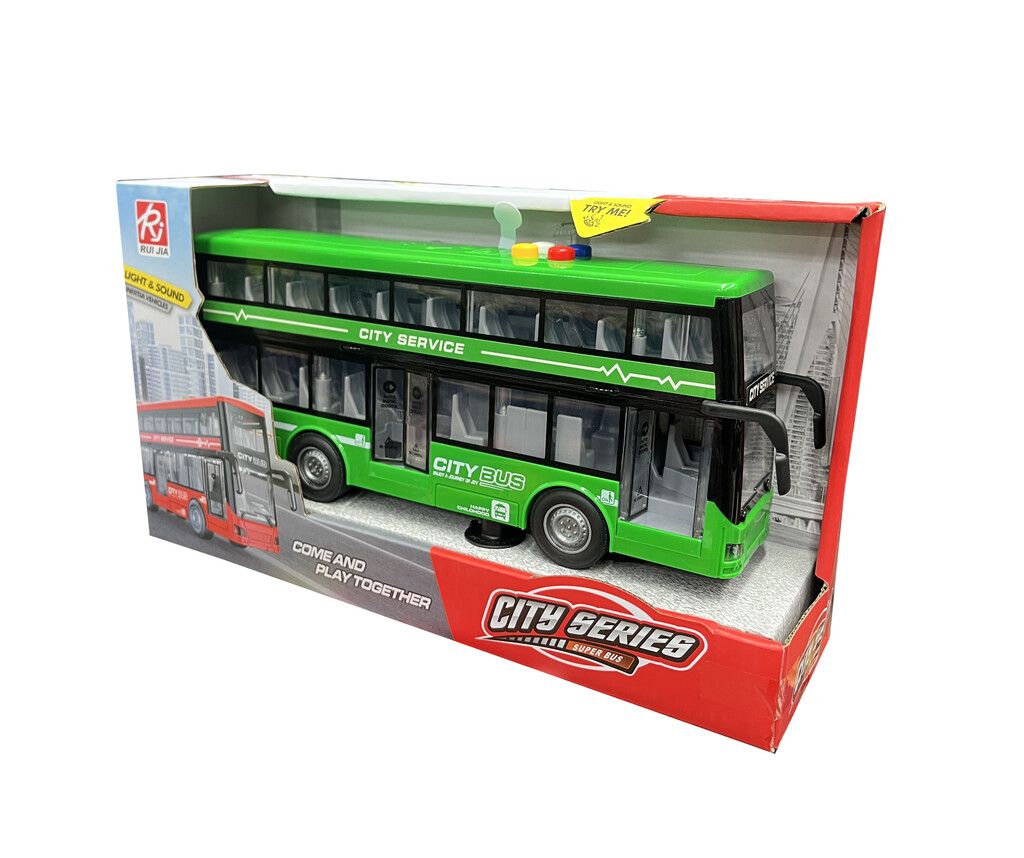 AUTUBUS A FRICCION DOBLE PISO LUZ SONIDO CITY SERIES COD T0002 VERDE - Imagen 2