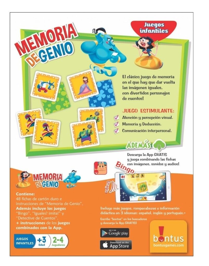 JUEGO DE MESA MEMORIA DE GENIO INTELIGENCIA BONTUS COD 752 - Imagen 2