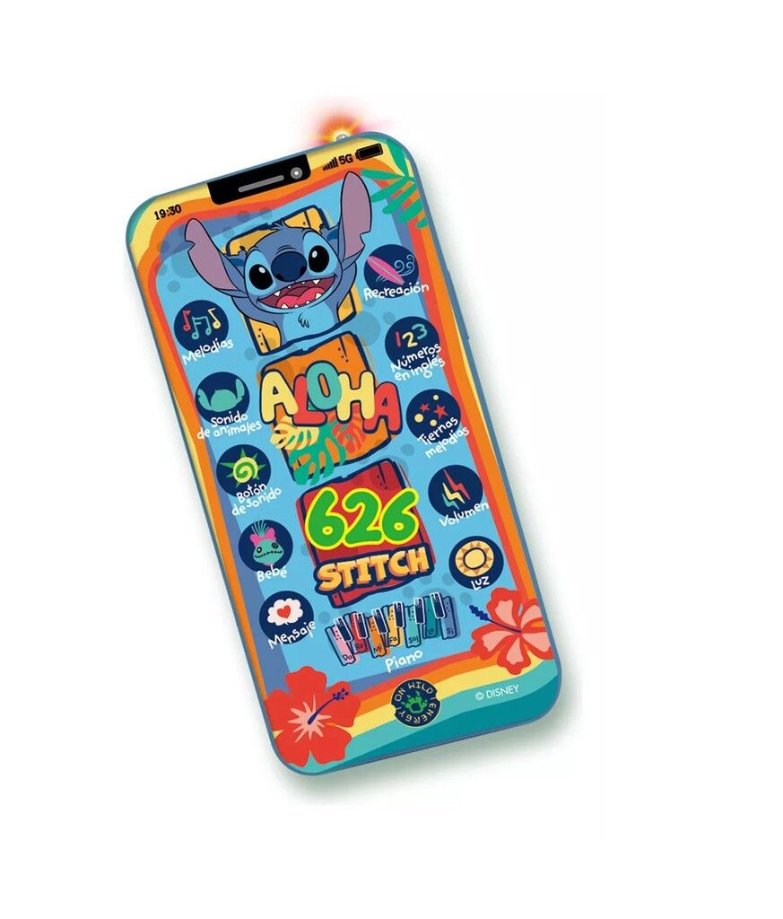 DISNEY STITCH CELULAR CON ACTIVIDADES LUZ Y SONIDO COD 2823 - Imagen 2