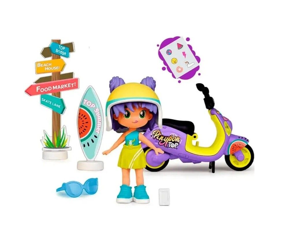 PINYPON TOP MOTO GIRLS 11 CM FIGURA X 2 CON ACCESORIOS COD 3000 - Imagen 2