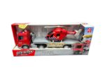 CAMION CON HELICOPTERO CITY SERIES LUZ Y SONIDO COD IK0720 ROJO