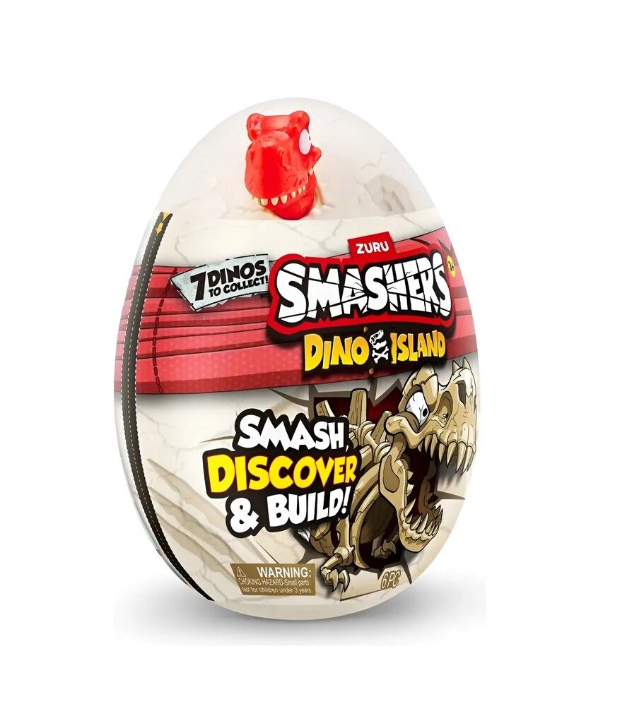 HUEVO SMASHERS DINO ISLAND NANO EGG 6 SURPRISES COD 7495 ROJO