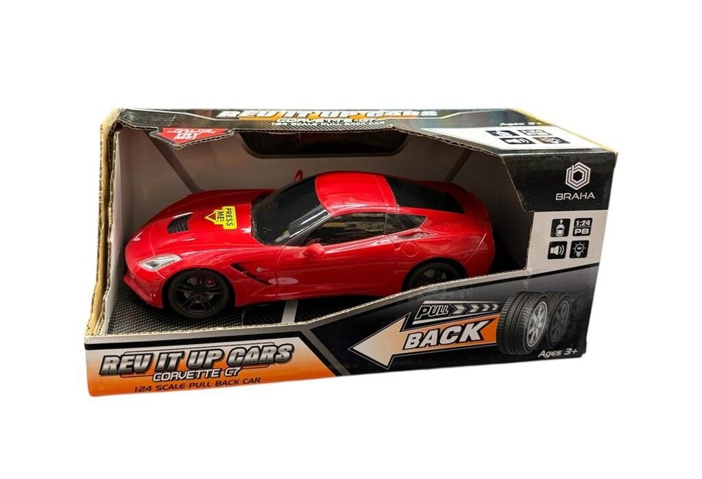 AUTO A FRICCION CORVETTE C7 LUZ Y SONIDO 1:24 COD 92429 ROJO