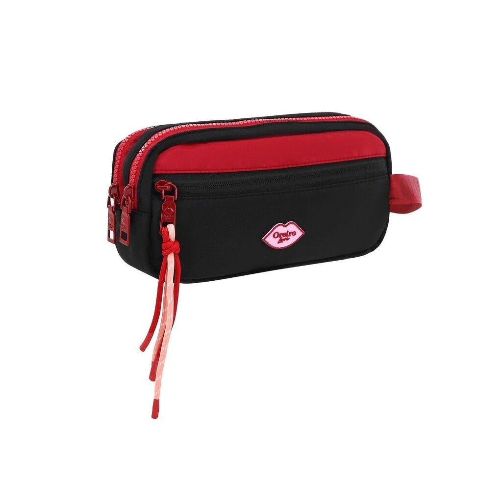 CARTUCHERA OREIRO DOBLE COMPARTIMIENO COD 30183 NEGRO