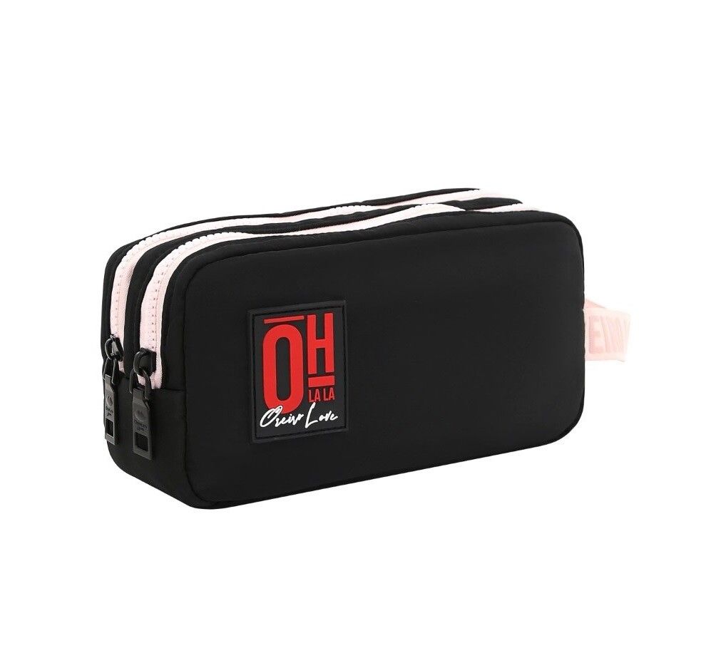 CARTUCHERA OREIRO DOBLE COMPARTIMIENO COD 30188 NEGRO