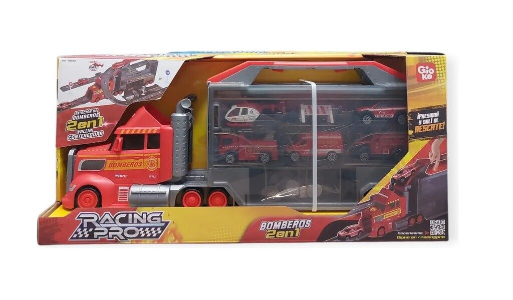 CAMION BOMBERO 2 EN 1 VALIJA Y ESTACION DE BOMBEROS COD 3800