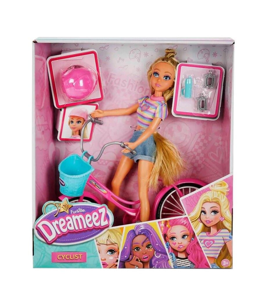 MUNECA FUNVILLE DREAMEEZ CON BICICLETA Y ACCESORIOS COD 81023